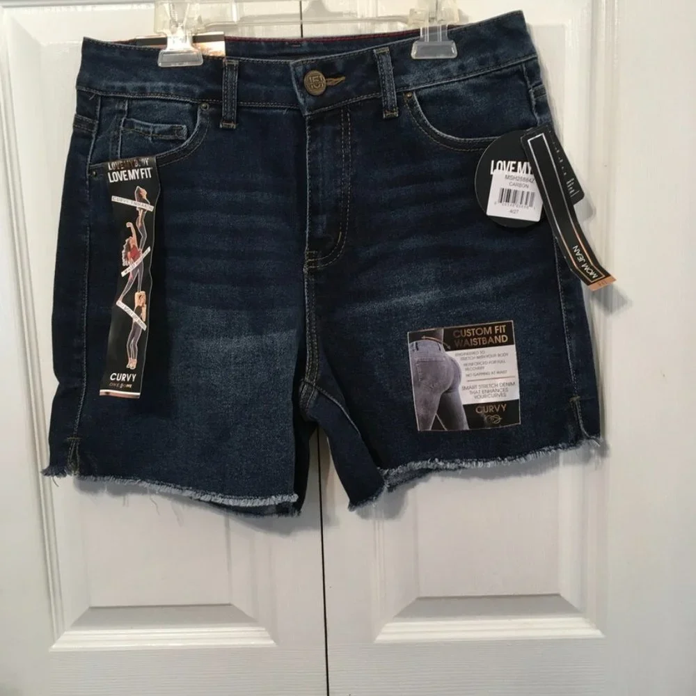 One 5 One Stretchy Curvy Denim Shorts - Picture 1 of 7
